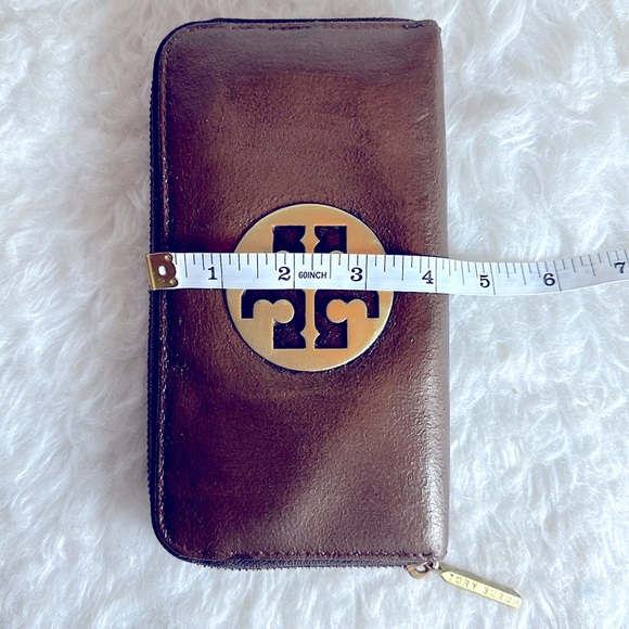 TORY BURCH dark brown metallic wallet - Picture 6 of 8
